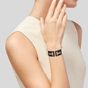 Tiffany & Co T Collection Silver and Black Cuff Bracelet